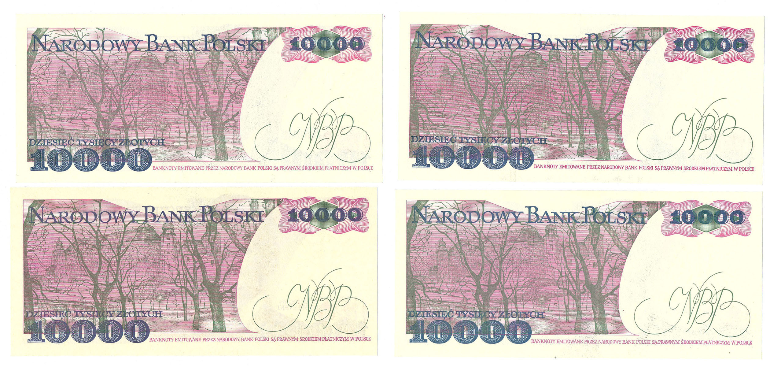 10.000 złotych 1988, zestaw 4 sztuk